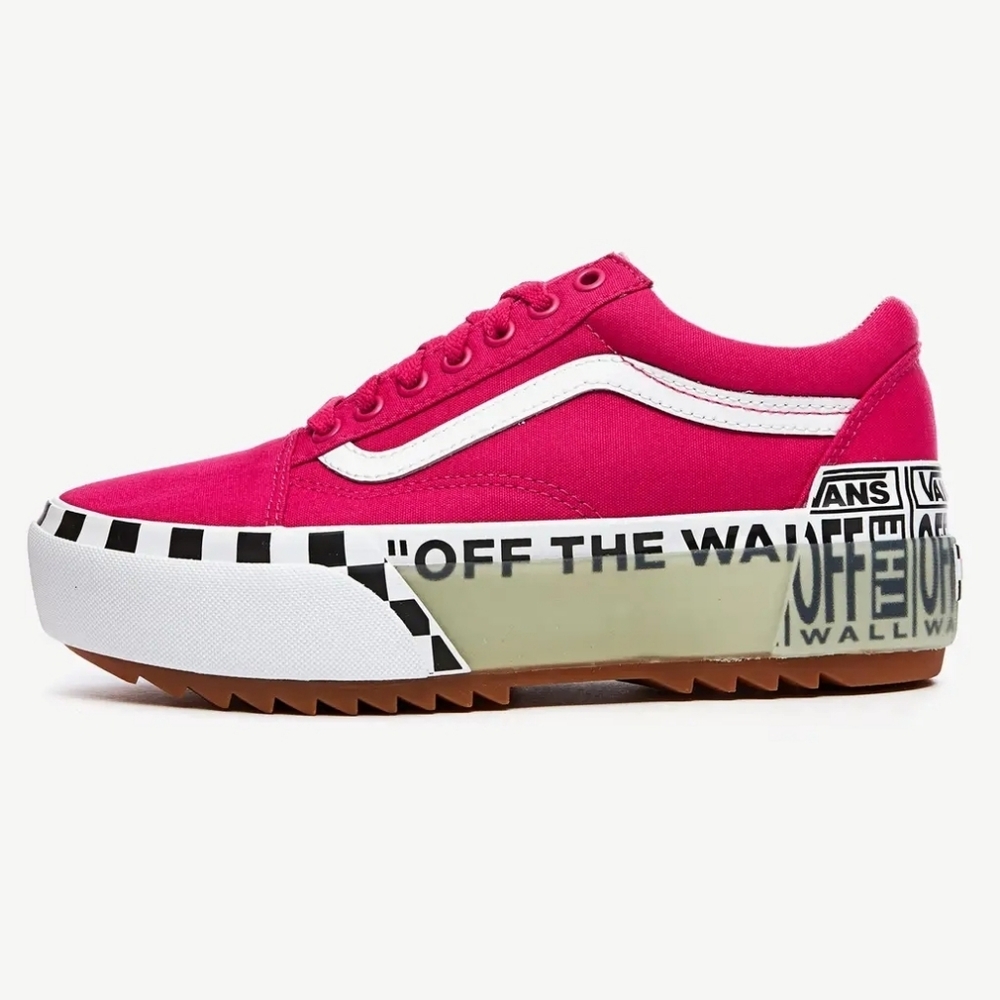SOLD RARE Old Skool Stacked Hot Pink Checkered Platform Shoes